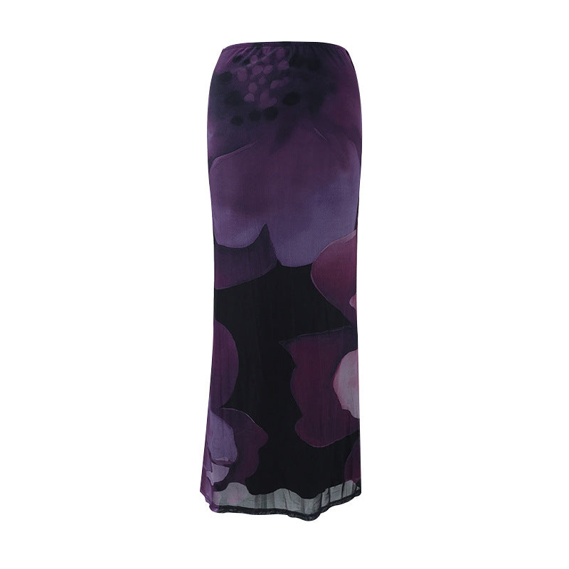 Summer Women's Beach Vacation Double-layer Tie-draped Skirt