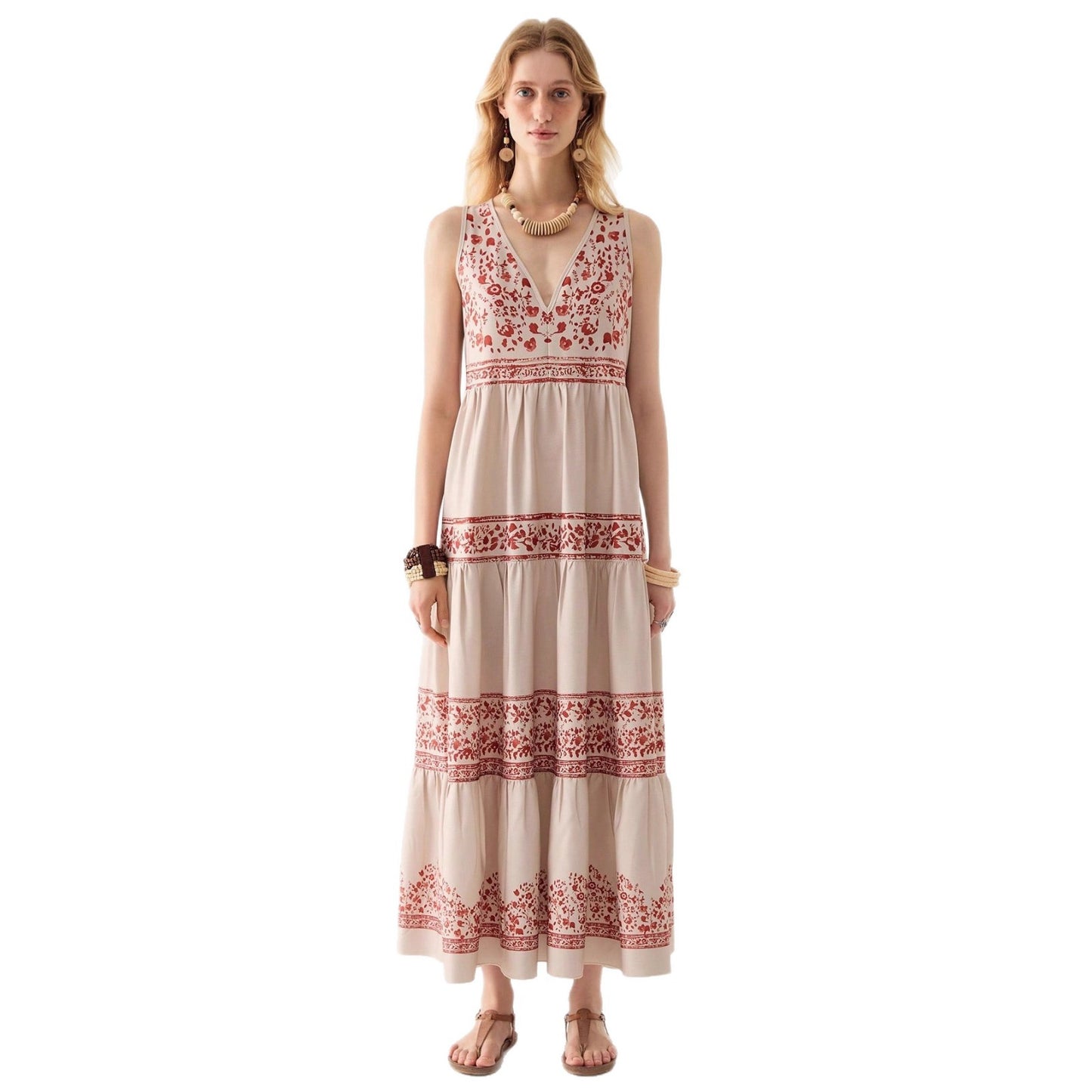 Womens Lace Dress With V Neck And Sleeveless Design