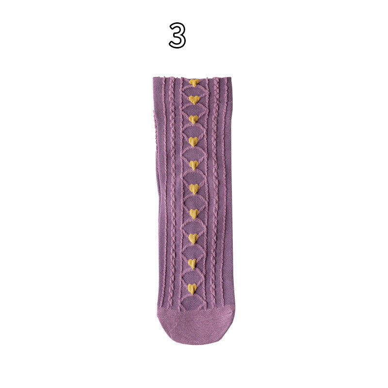 Purple Jacquard Thin Women's Cotton Socks