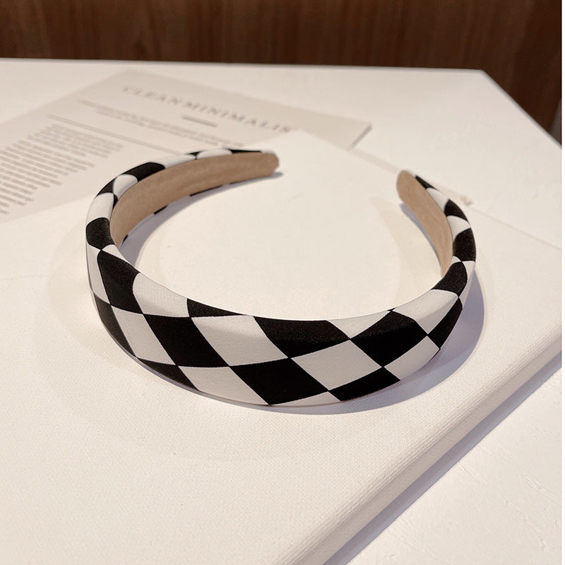 Hair Tie Black And White Plaid Headband All-match Hair Accessories