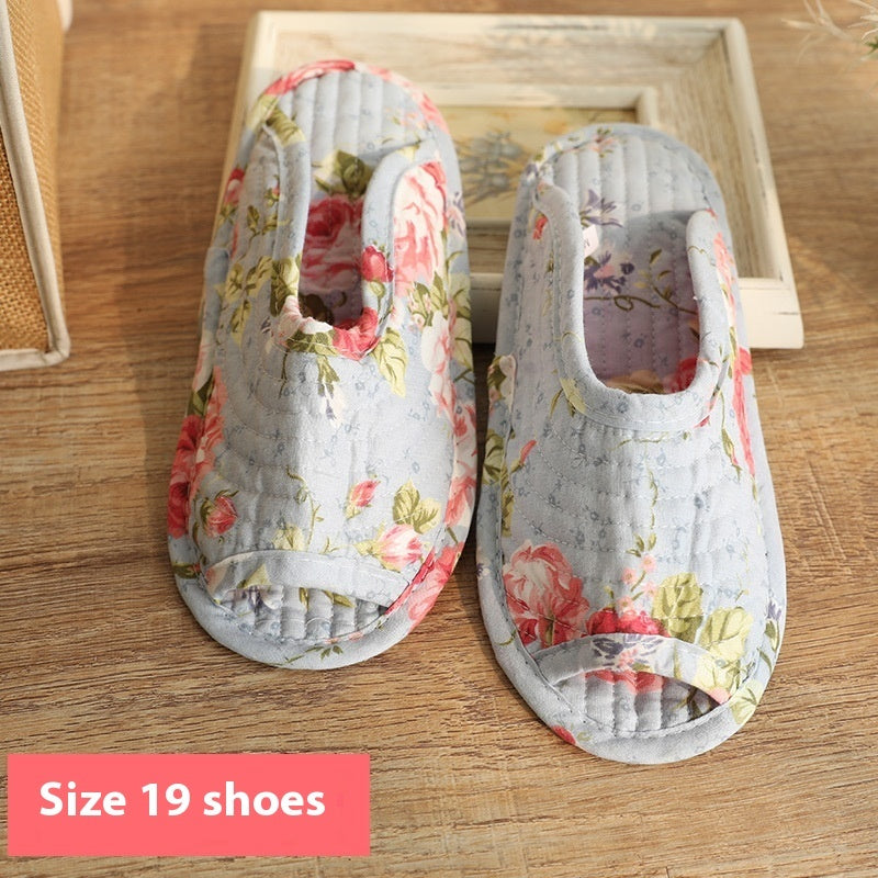 Hjemmesko i bomuld med blomstermønster