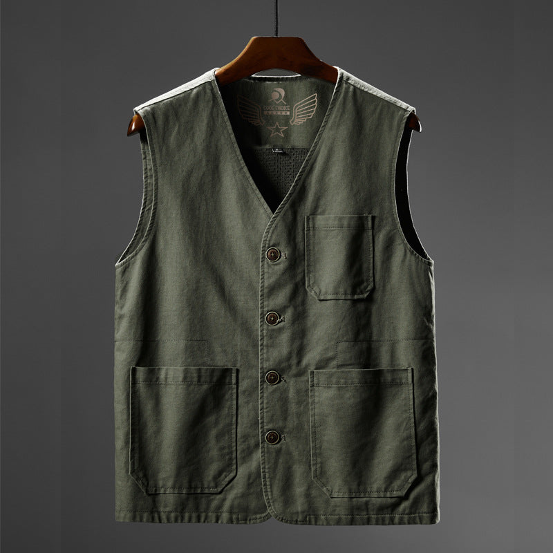 Pure Cotton V-neck Vest For Middle-aged And Elderly Casual