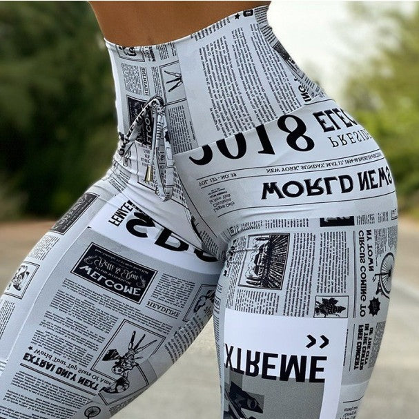 Digitale print højtaljet stretch-yogabukser