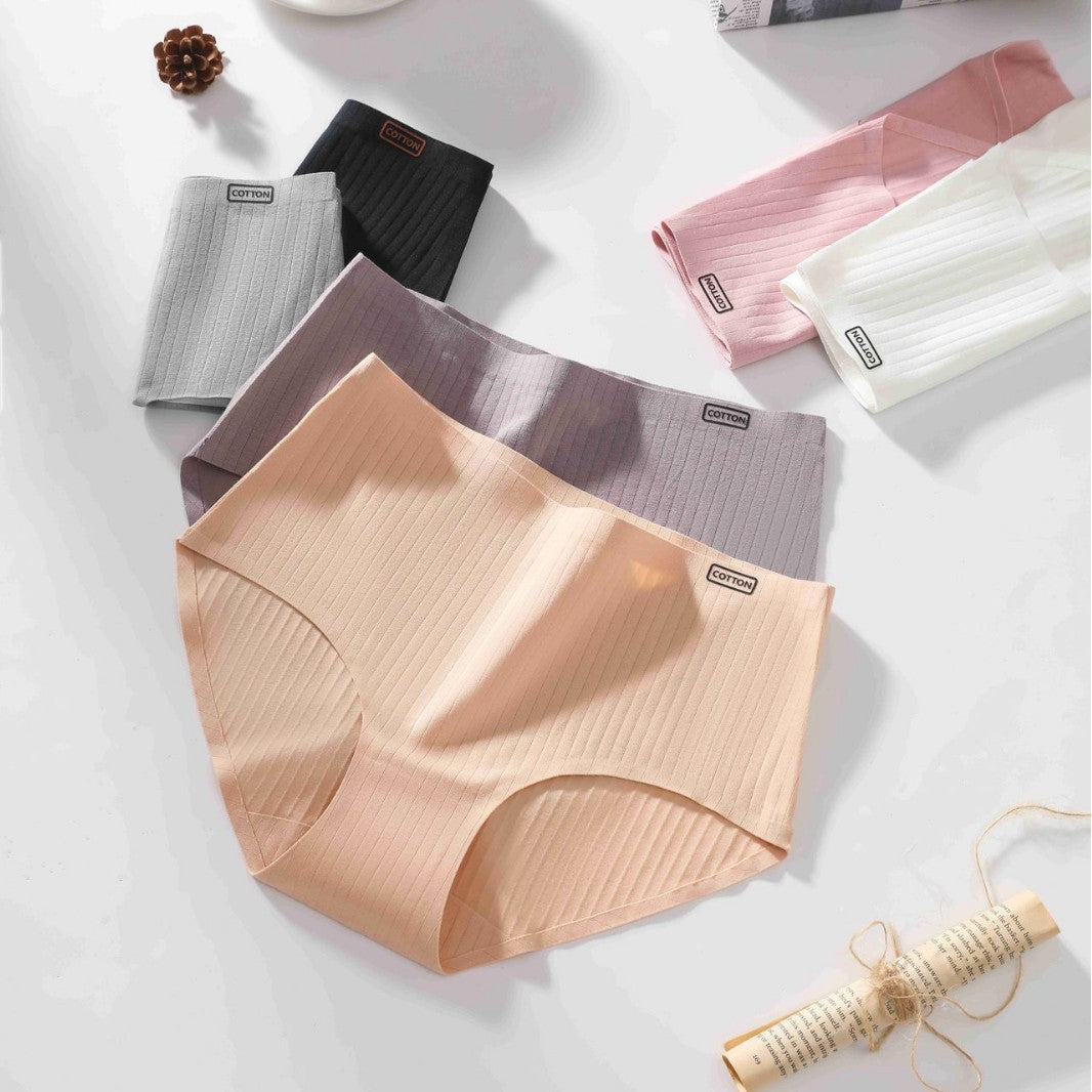 Womens High-Waisted Solid-Colored Breathable Comfortable Thong Underwear