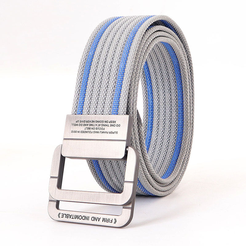 Alloy Double Ring Buckle Woven Nylon Tactical Sports Outdoor Waist Belt