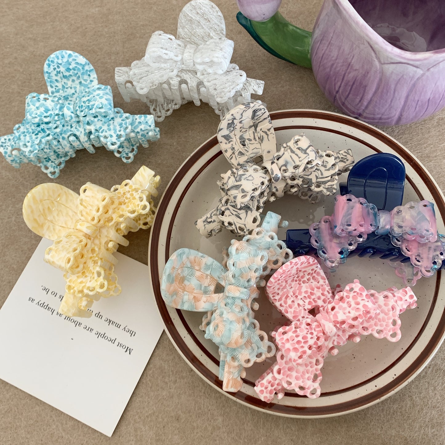 Acetate Lace Bow Barrettes Sweet Temperament Girl
