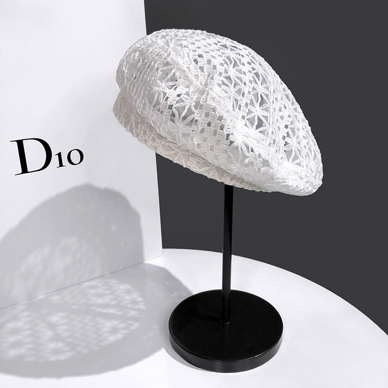 Women's Fashionable Woven Hollow Beret Hat
