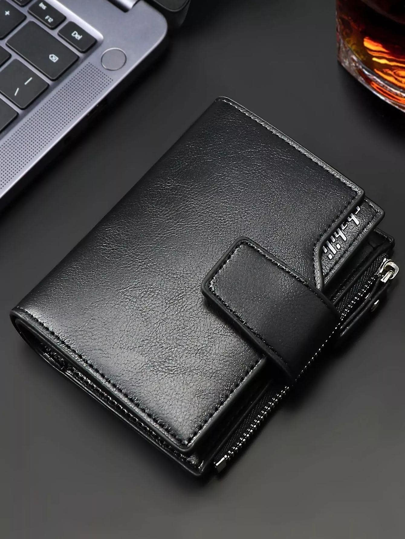 SHABILI Short Men'S Wallet Fashionable New Ultra-Thin Wallet with Multiple Card Slots Youth Buckle Vertical Business Soft Wallet Bag Present Business Casual for Men Wallet Purse Wallet Men Wallet Leather