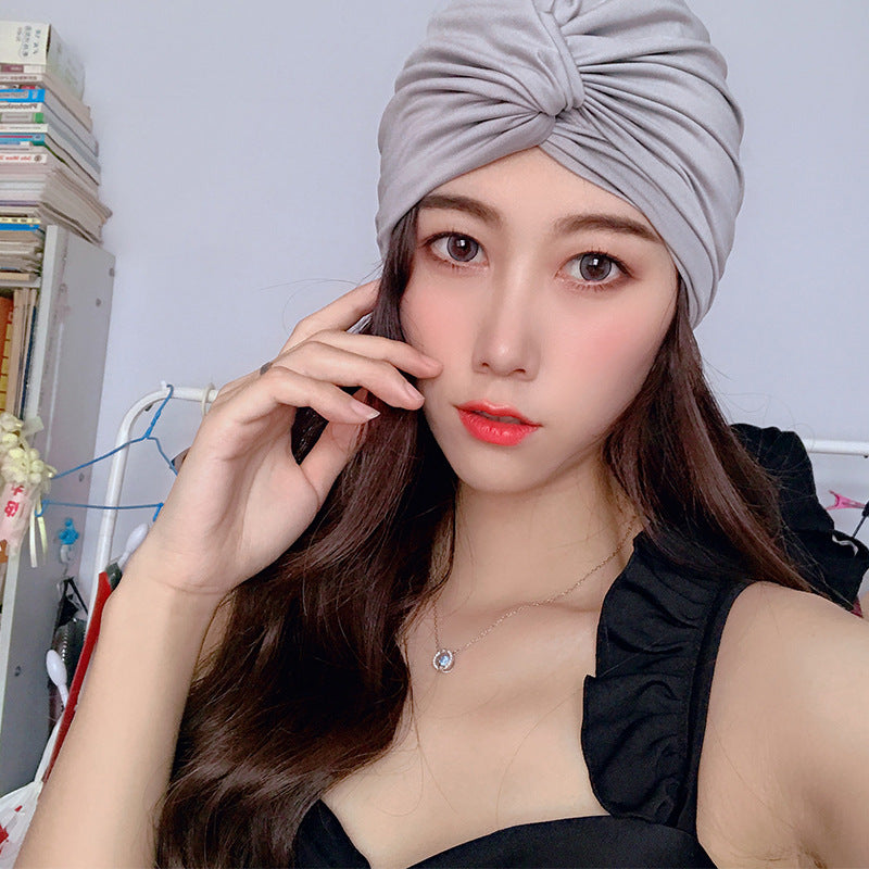 Ladies Ins Solid Color Comfortable Swimming Hat For Hot Springs