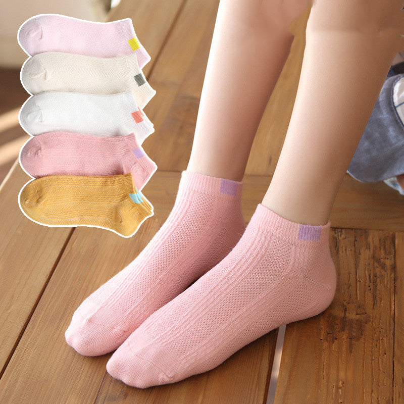 Bowknot Breathable Solid Casual Cotton Socks