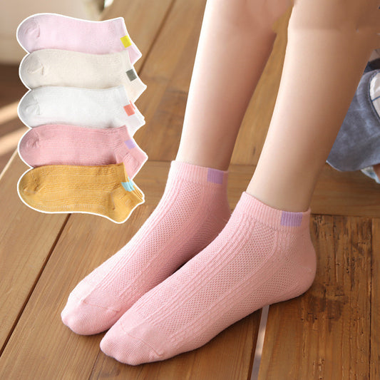 Bowknot Breathable Solid Casual Cotton Socks