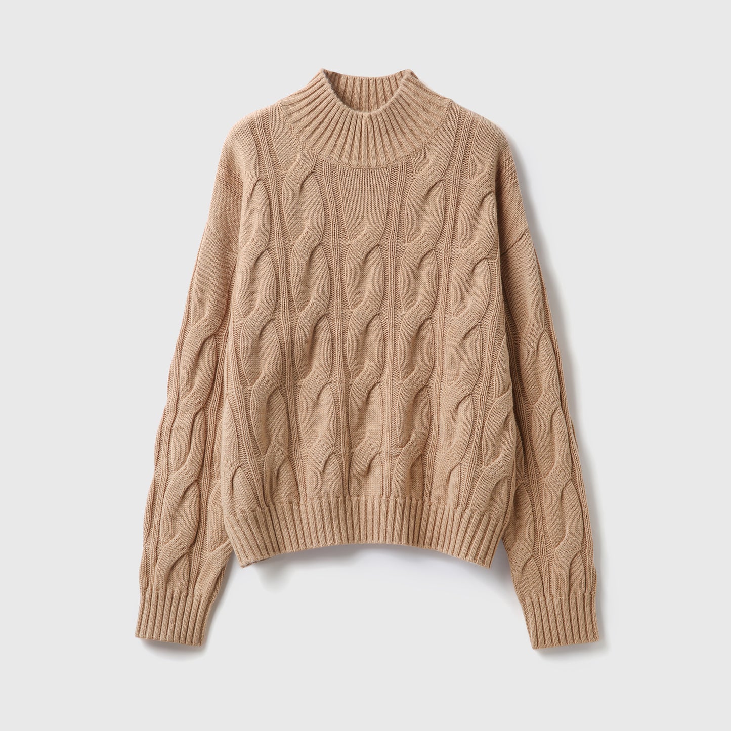Kunstnerisk Vintage snoet mønster, heluld, rullekrave, droppede skuldre, strikket pullover, efterår, damer