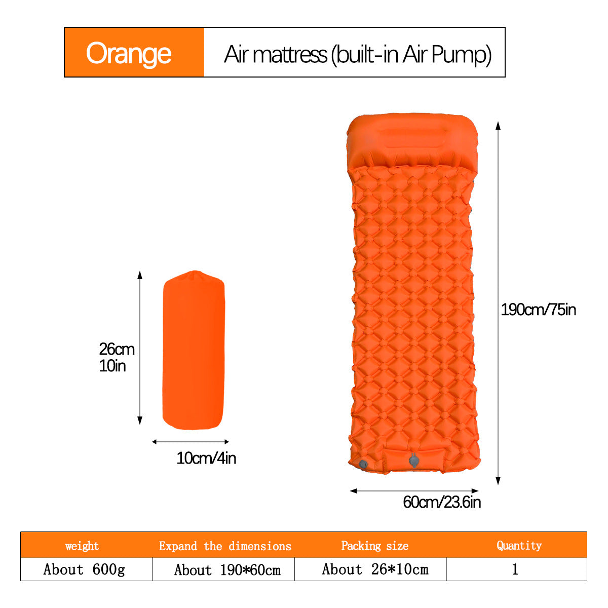 Outdoor Single Diamond TPU Inflatable Mattress