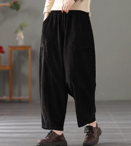 Retro Corduroy Casual Harlan Trousers Female