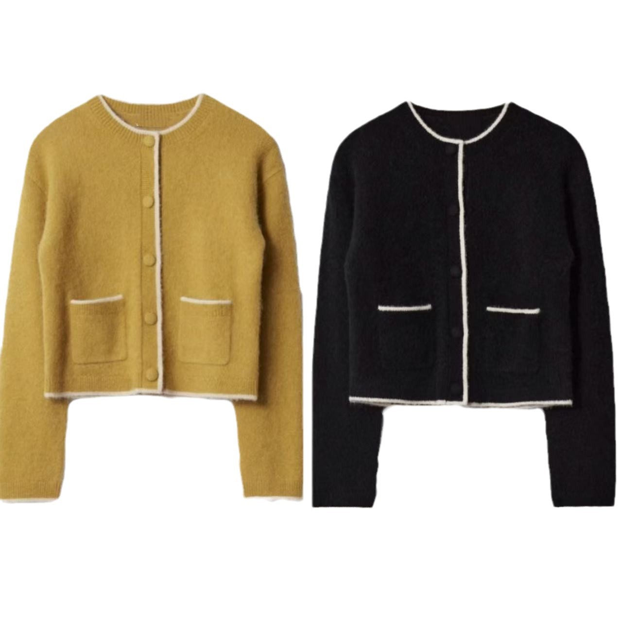 Loose Multicolor All-match Wool Blended Knitted Cardigan Sweater