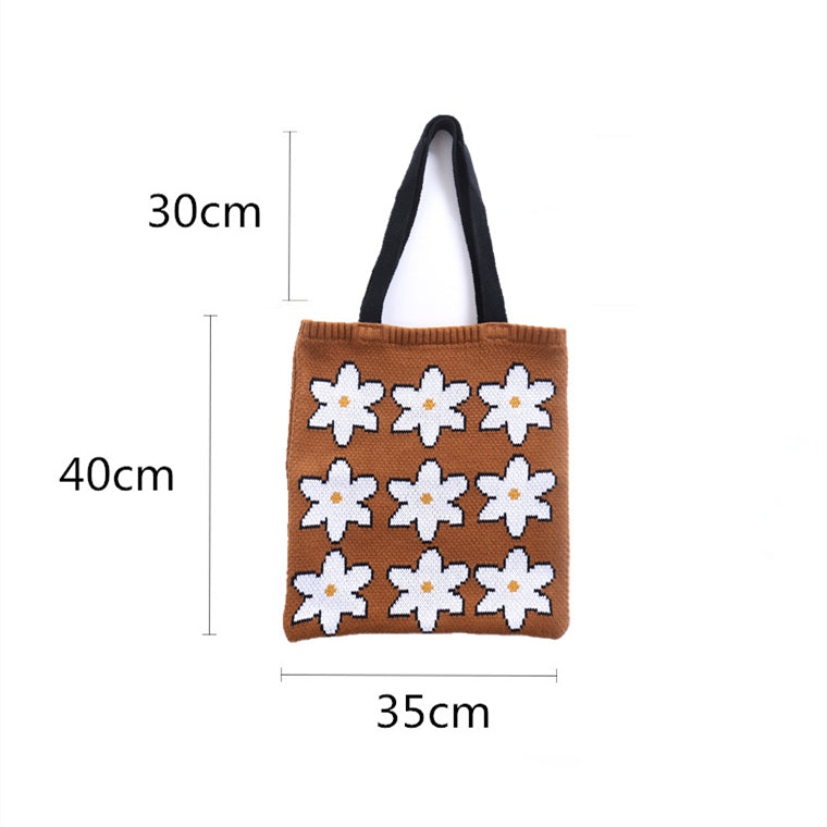 Women's Autumn And Winter Portable Shopping Bag Literary One-shoulder Knitting