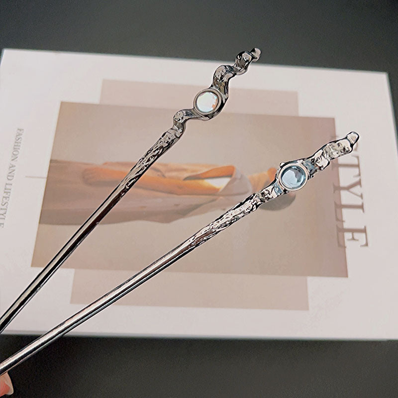 New Chinese Style Simple Moonstone Hairpin Back Head Plate
