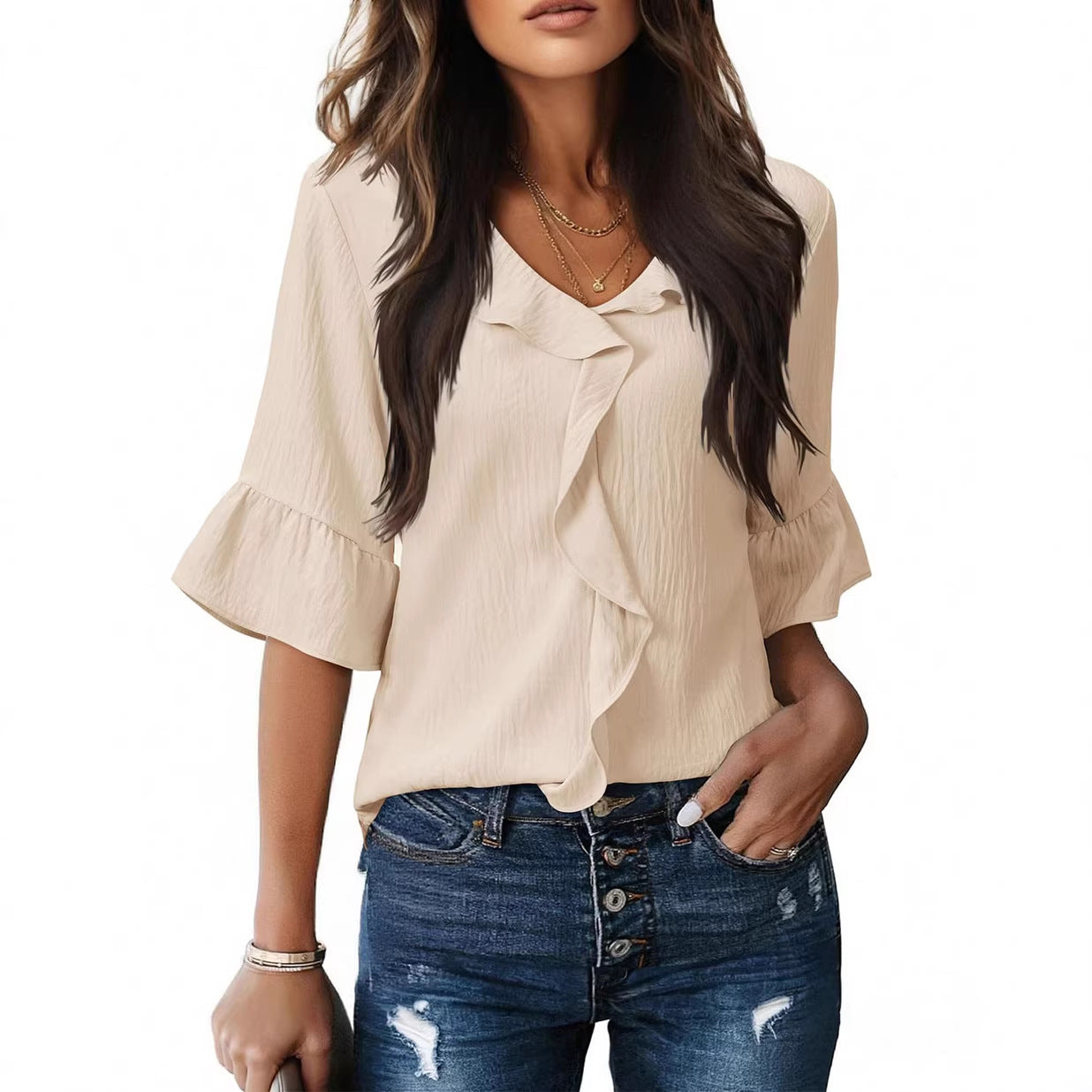 Stylish And Minimalist Womens Short Sleeve Top