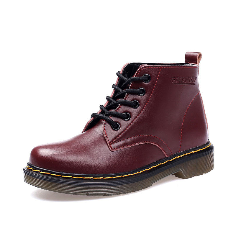 Women's Leather Short Boots With Thick Heels