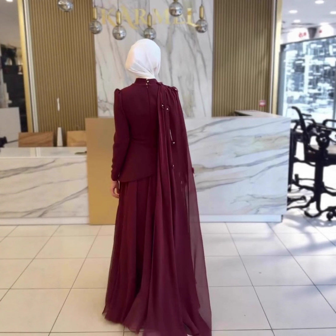 Elegant Graceful Long-sleeved Dress With A Flowing Silhouette