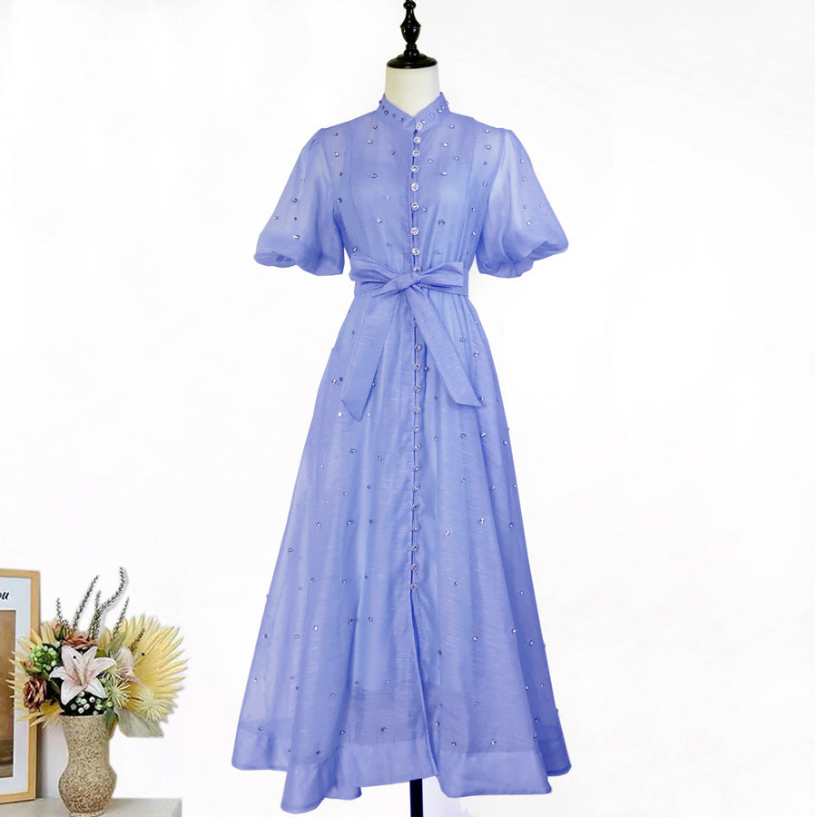 Womens Vintage-Style Floral Print Cinched Waist Dress