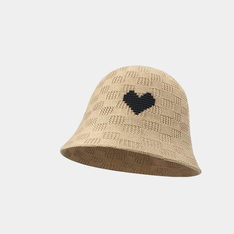 Summer Hollow Breathable Face Small Love Bucket Hat