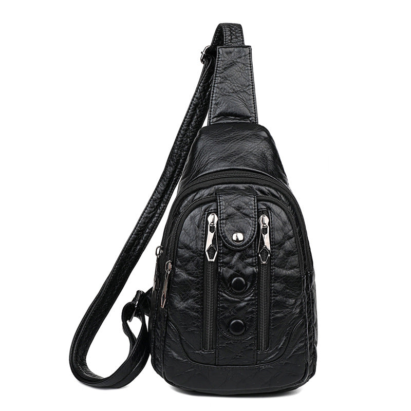 Casual Soft Leather One Shoulder Bag Washed Leather