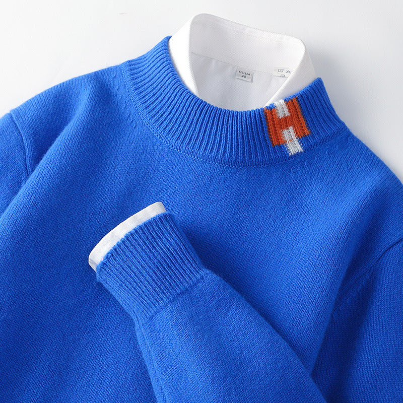 Efterår Og Vinter Ny Fortykkede Ensfarvet Løs Fritids All-match Strikket Sweater
