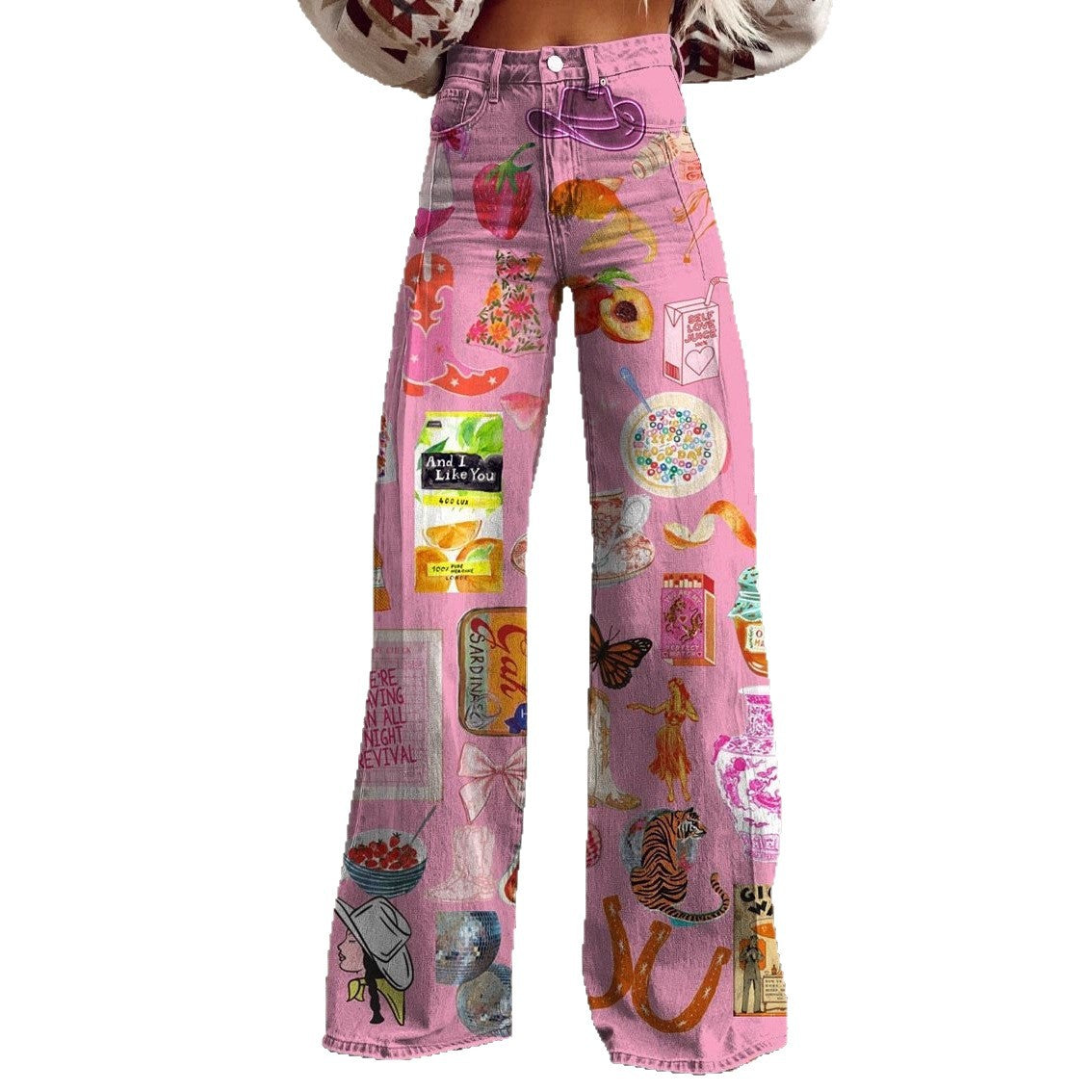 American Hot Girl Casual Loose Denim Bell-bottom Pants