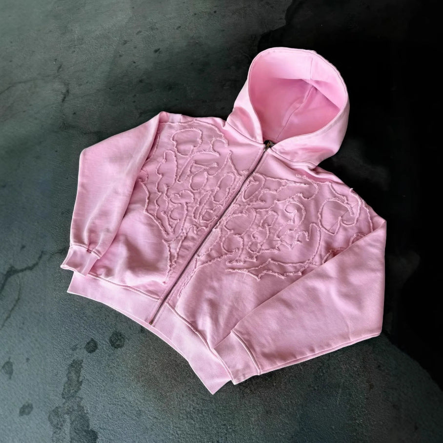 Personlig Street Style Cardigan Hættetrøje Frakke med Lynlås