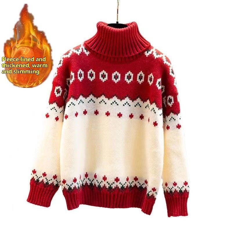 Loose Christmas Turtleneck Female Knitting Sweater