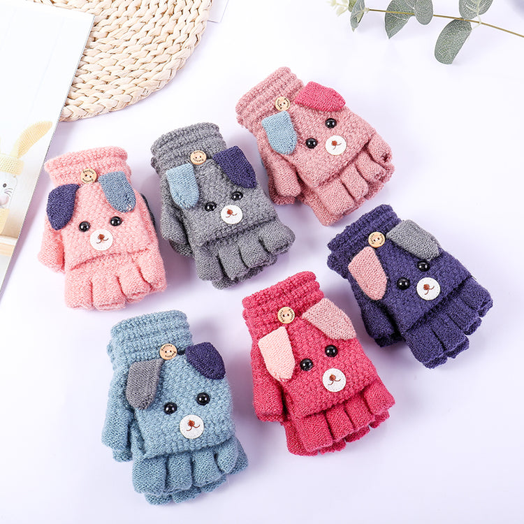 Cartoon writing half finger flip glove