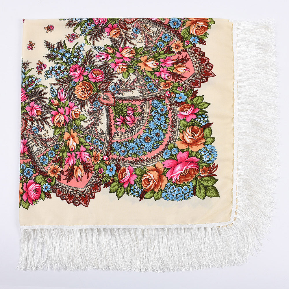Shade And Sunscreen Printed Fringed Shawl