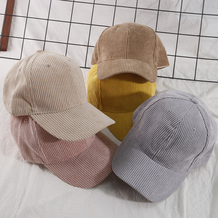 Solid Color Peaked Thickened Warm Curved Brim Baseball Hat