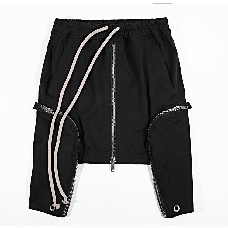 Knitted double pocket zipper short skirt