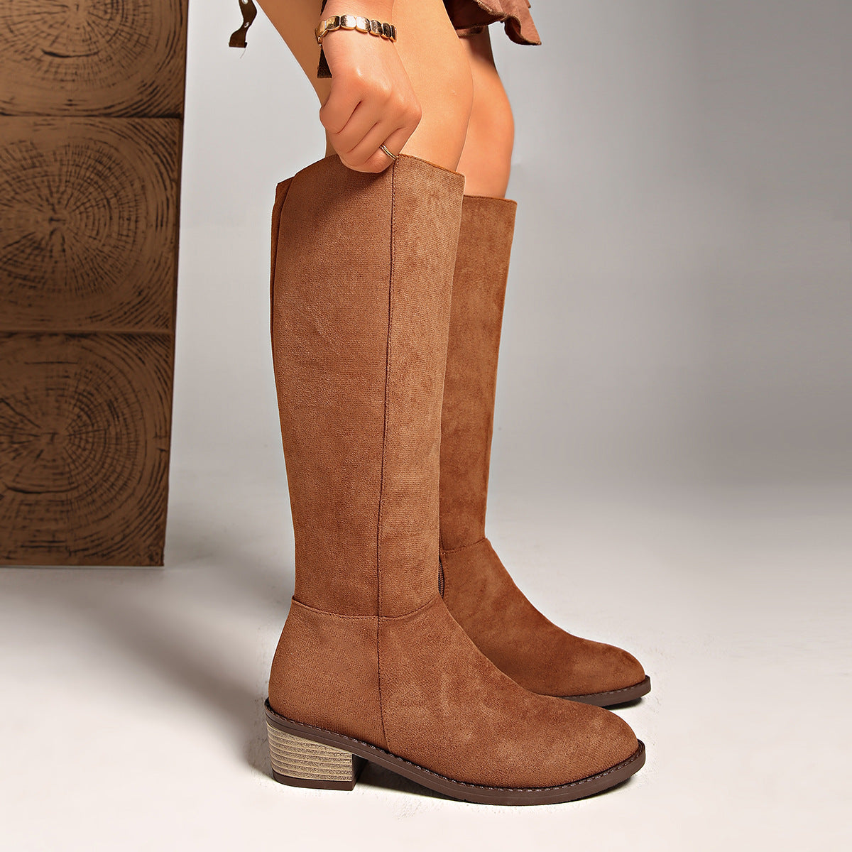 Slimming Suede Boots Women's Side Zipper Stiletto Heel Long Fashion