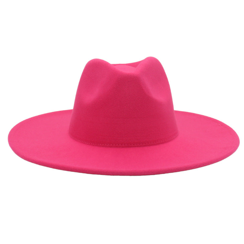 Large Brim Solid Color Cashmere Fashion Felt Jazz French Top Hat