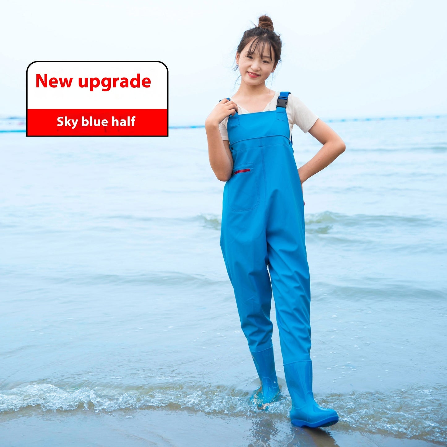 Women's Thick Waterproof One-piece Half Body Rain Pants