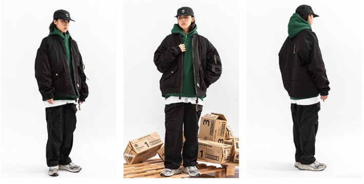 Style Zipper Stand Collar Tooling Casual Flight Suit Baseball Uniform