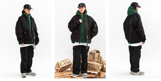 Style Zipper Stand Collar Tooling Casual Flight Suit Baseball Uniform