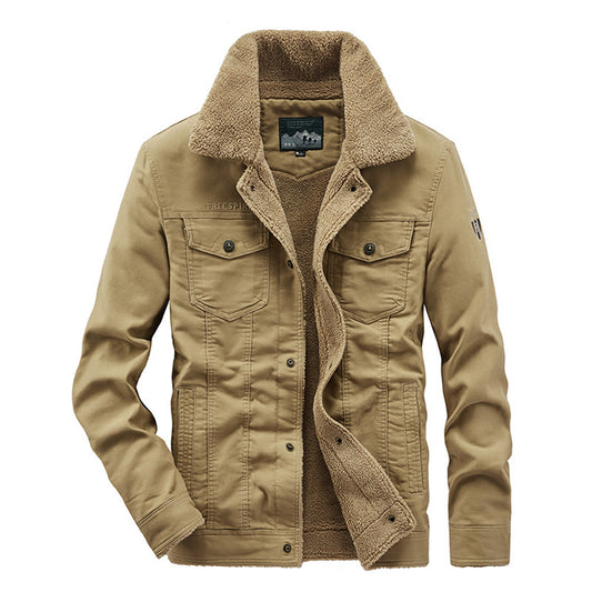 Men's Plus Size Cotton Multi-pocket Thermal Jacket