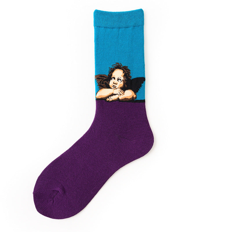 European And American Retro Abstract Art Van Gogh Oil Painting Socks