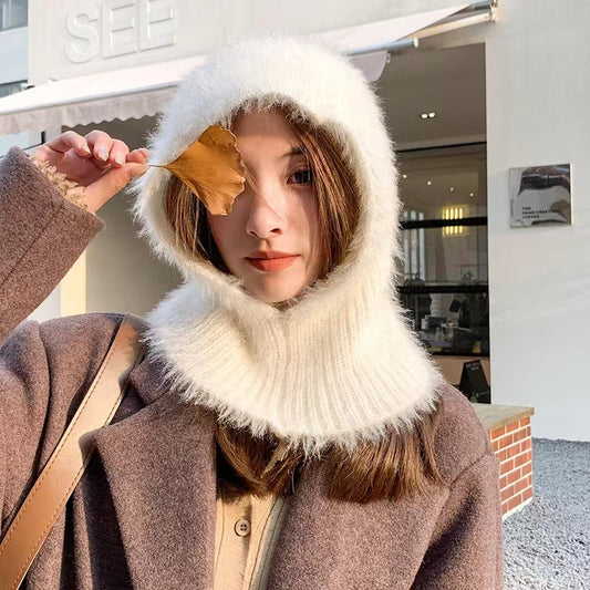 Mohair Scarf With One Hat For Women's Winter
