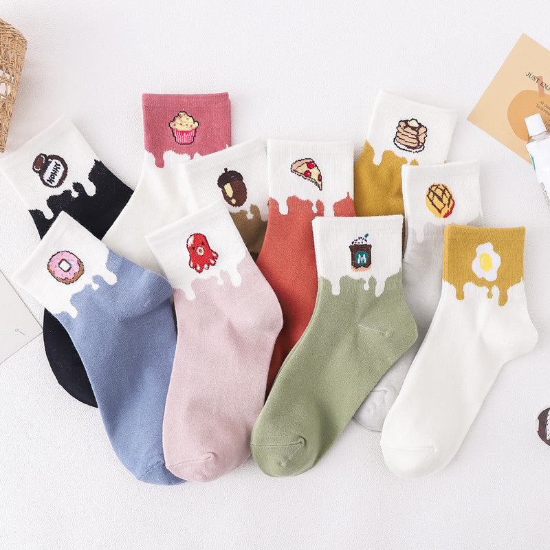Sweet and cute color matching fruit short socks