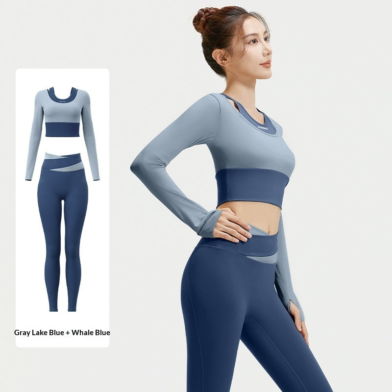 Bra-free Bare-feel Faux Two-piece Yoga Outfit Set