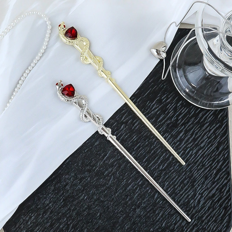 New Versatile Alloy Hairpin Snake-shaped Gem Hair Accessory