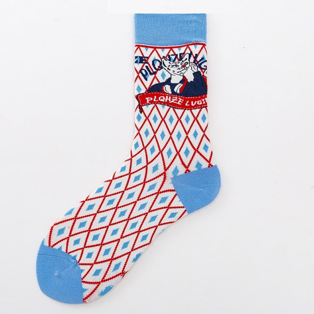 Cat Cute Cartoon Japanese Ladies Medium Tube Cotton Socks