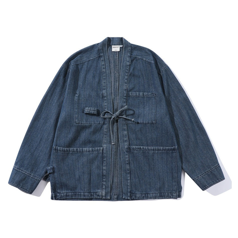 Men's Fashion Retro Characteristic Chinese Style Robe Denim Jacket