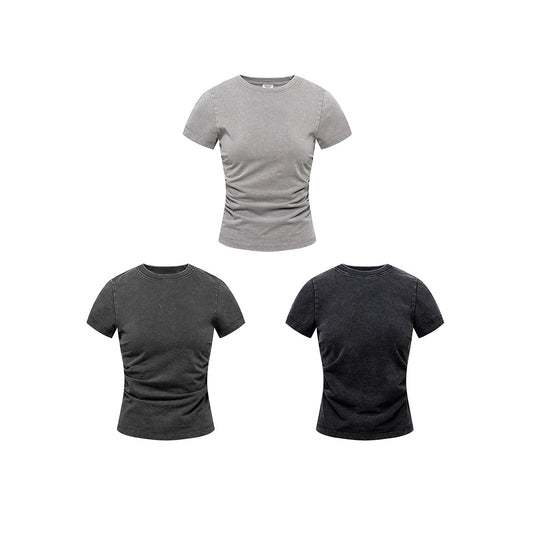 American Pleated Nipped Waist Slimming T-shirt