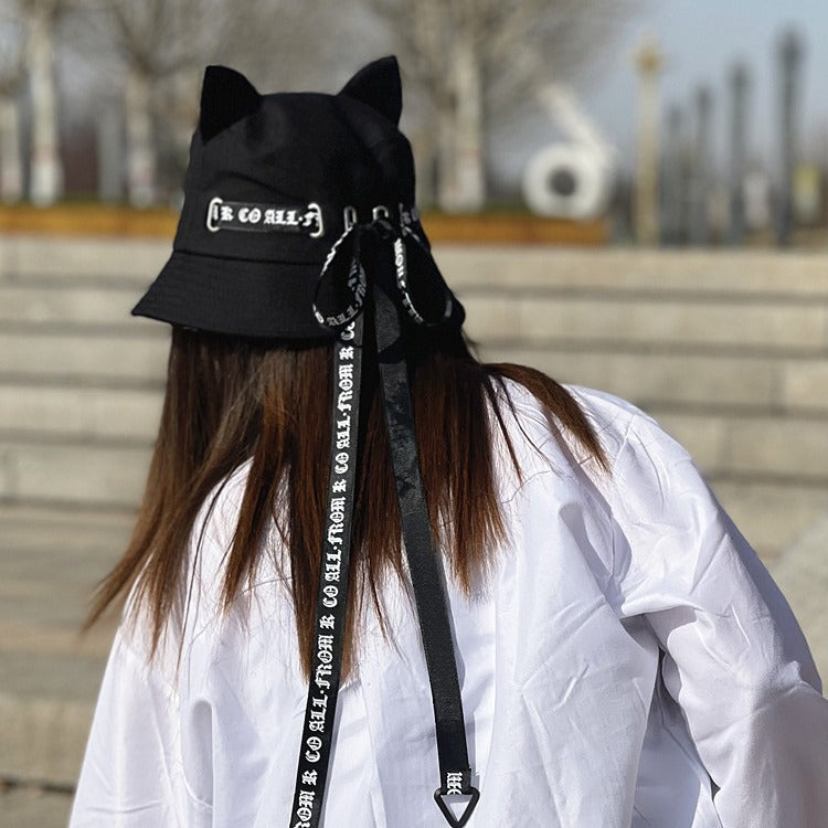 Cat Ears Girl Ribbon Bucket Hat